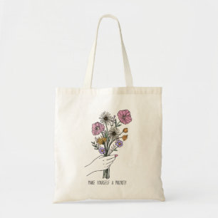 Make Yourself A Priority Vintage Wildflower Tote Bag