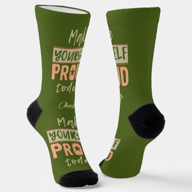 “Make Yourself Proud” custom name Socks (Angled)