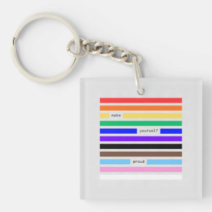 Make Yourself Proud Rainbow Redaction Pride 2026 Key Ring