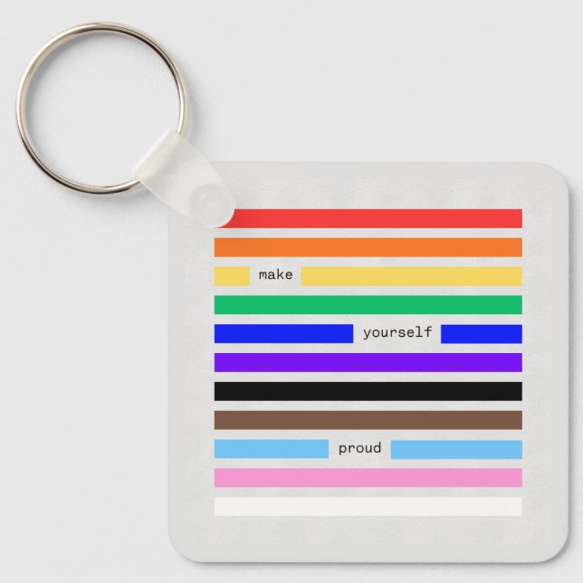 Make Yourself Proud Rainbow Redaction Pride 2026 Key Ring (Front)