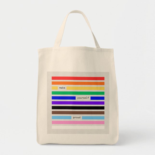 Make Yourself Proud Rainbow Redaction Pride 2026 Tote Bag (Front)