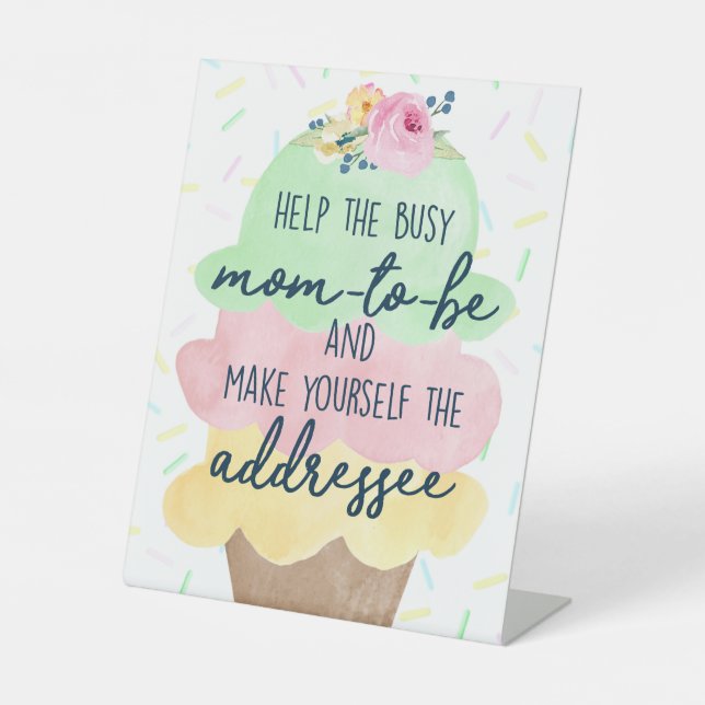 Make Yourself The Addressee Baby Shower Pedestal Sign (Front)
