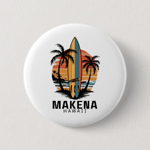 Makena Beach Hawaii Surfing Surfer  6 Cm Round Badge