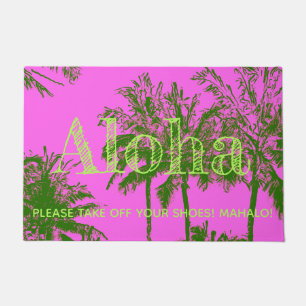 Makena Beach Hawaiian Sketchy Palms Aloha Doormat