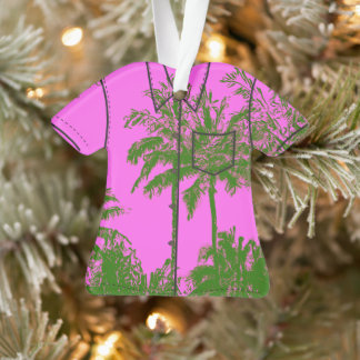 Makena Beach Hawaiian Sketchy Palms Aloha Shirt Ornament
