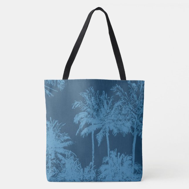 Makena Beach Hawaiian Sketchy Palms Beach Bag (Front)