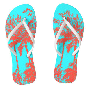 Makena Beach Hawaiian Sketchy Palms Flip Flops