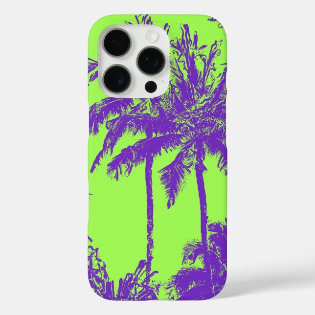 Makena Beach Hawaiian Sketchy Palms Lime Case-Mate iPhone Case (Back)