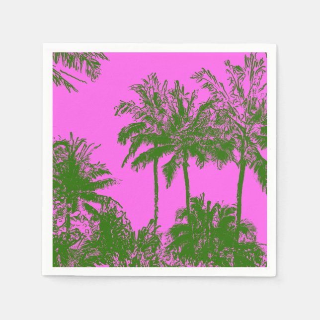 Makena Beach Hawaiian Sketchy Palms Napkin (Front)