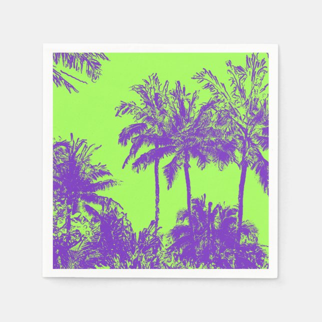 Makena Beach Hawaiian Sketchy Palms Napkin (Front)