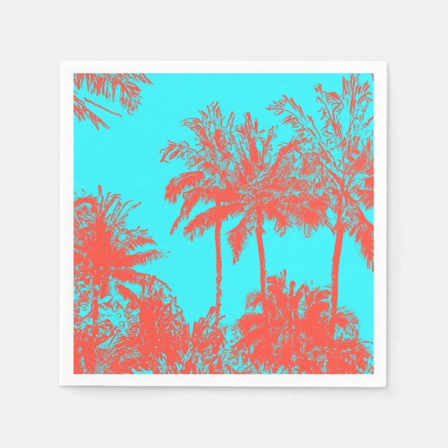Makena Beach Hawaiian Sketchy Palms Napkin (Front)
