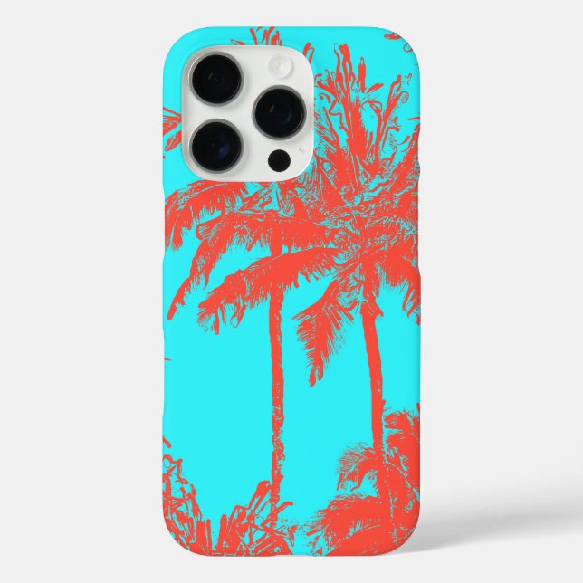 Makena Beach Hawaiian Sketchy Palms Turquoise Case-Mate iPhone Case (Back)