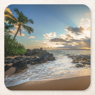 Makena Beach   Makena Cove Square Paper Coaster