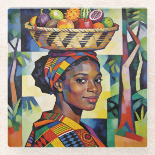 “Makena” - Geometry of Beauty - Black History Glass Coaster