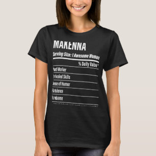 Makenna Nutritional Facts Serving Size Calories T-Shirt