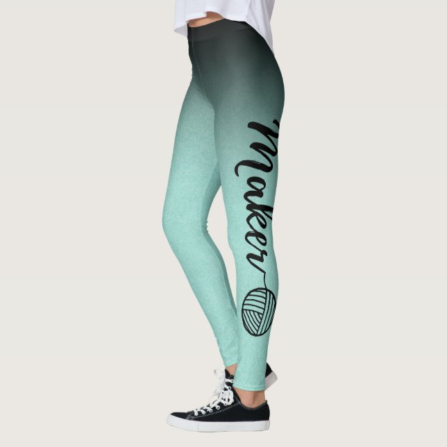 Maker Black & Mint Ombre Yarn & Crafts Leggings (Left)