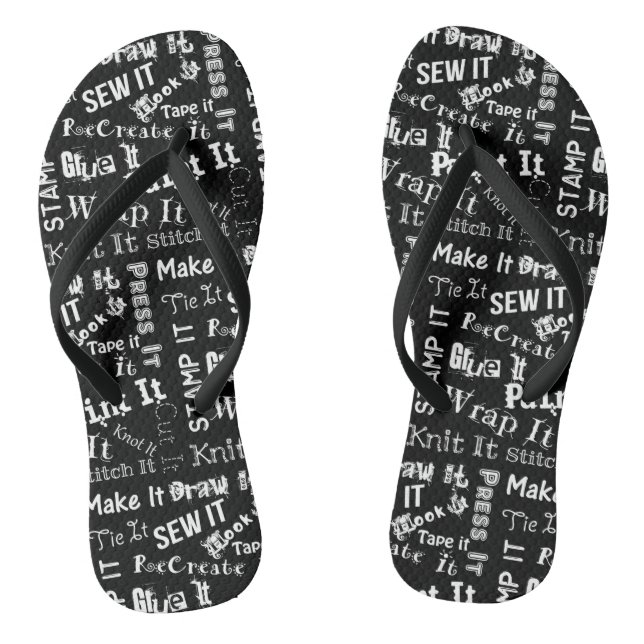Maker Crafts Typography Print {Dark} Flip Flops (Footbed)