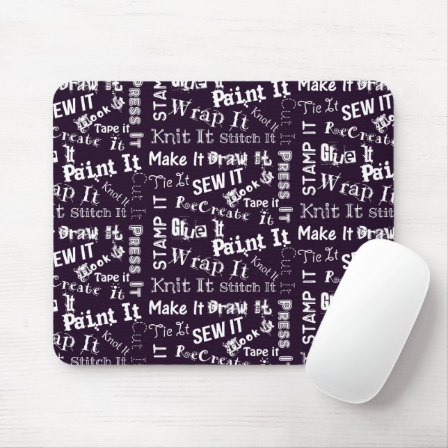 Maker Crafts Typography Print Dark Mouse Mat (With Mouse)