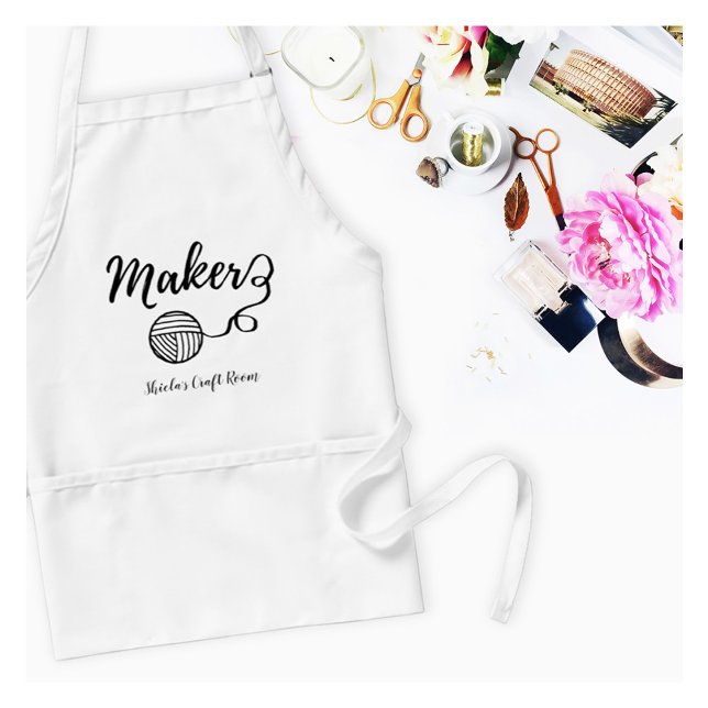 Maker Crafts Typography Print + Text Standard Apron (Creator Uploaded)