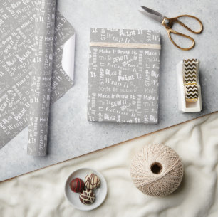 Maker Crafts Typography Print White Wrapping Paper
