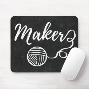 Maker Crafts & Yarn Typography Chalkboard Texture Mouse Mat