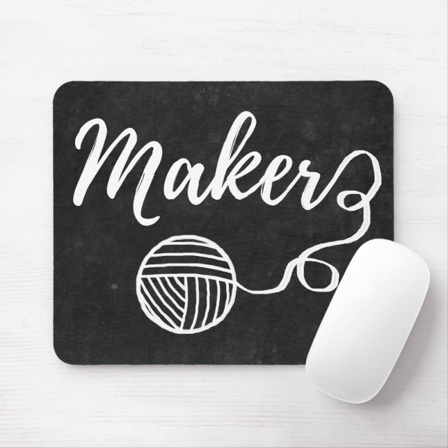 Maker Crafts & Yarn Typography Chalkboard Texture Mouse Mat (With Mouse)