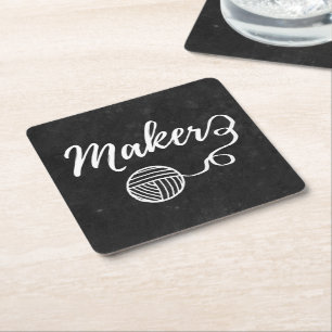 Maker Crafts & Yarn Typography Crafts Party Square Paper Coaster
