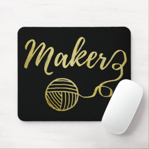 Maker Crafts & Yarn Typography Faux Gold Foil Mouse Mat
