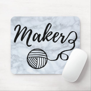 Maker Crafts & Yarn Typography Faux Marble Texture Mouse Mat