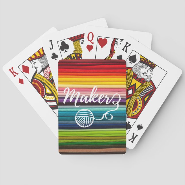 Maker Yarn + Crafts Rainbow Fabric Playing Cards (Back)