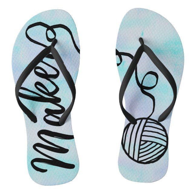 Maker • Yarn & Crafts Typography Flip Flops (Footbed)