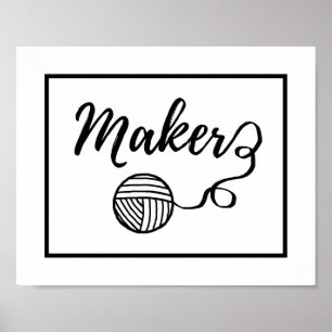 Maker Yarn + Crafts Typography Poster