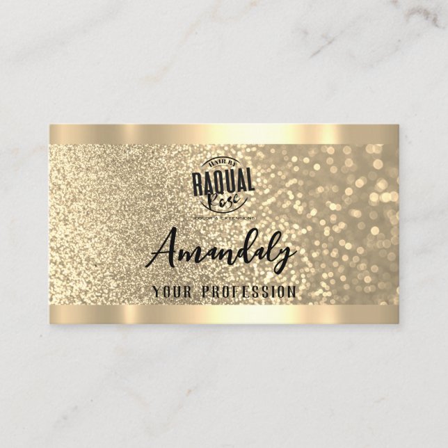 Makeup Aesthetician Lash Nails QR Code Logo Gold Business Card (Front)