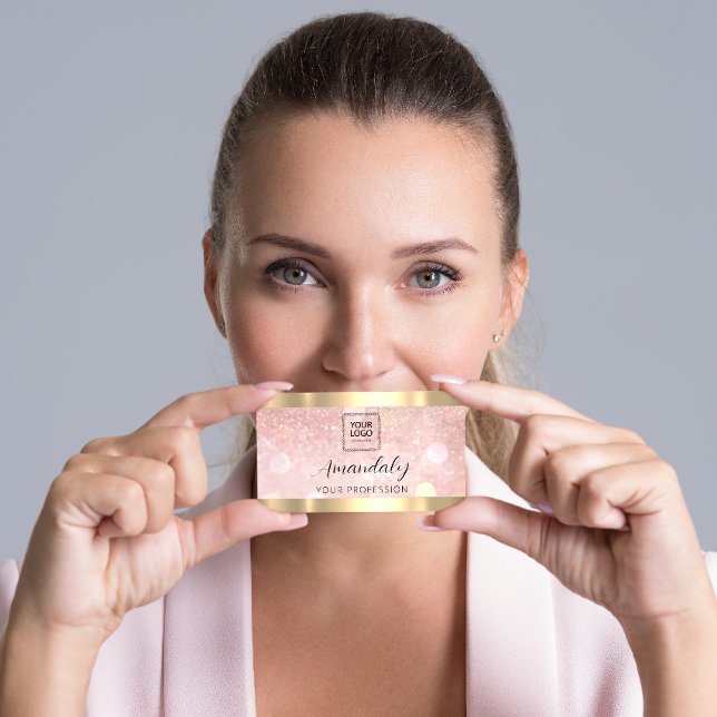 Makeup Aesthetician Lash Nails QRCode Logo Rose Business Card (Creator Uploaded)