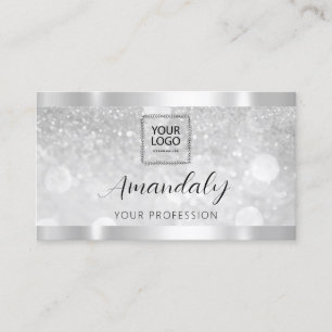 Makeup Aesthetician Lash Nails QRCode Logo Silver  Business Card