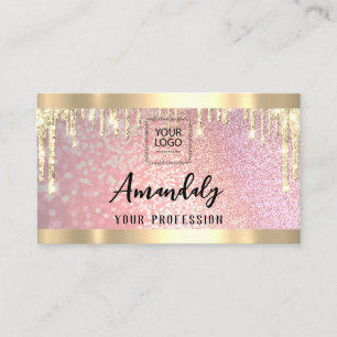 Makeup Aesthetician Lash QR Logo Gold Drips Business Card
