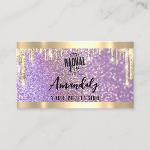 Makeup Aesthetician Lash QR Logo Purple Drips  Business Card