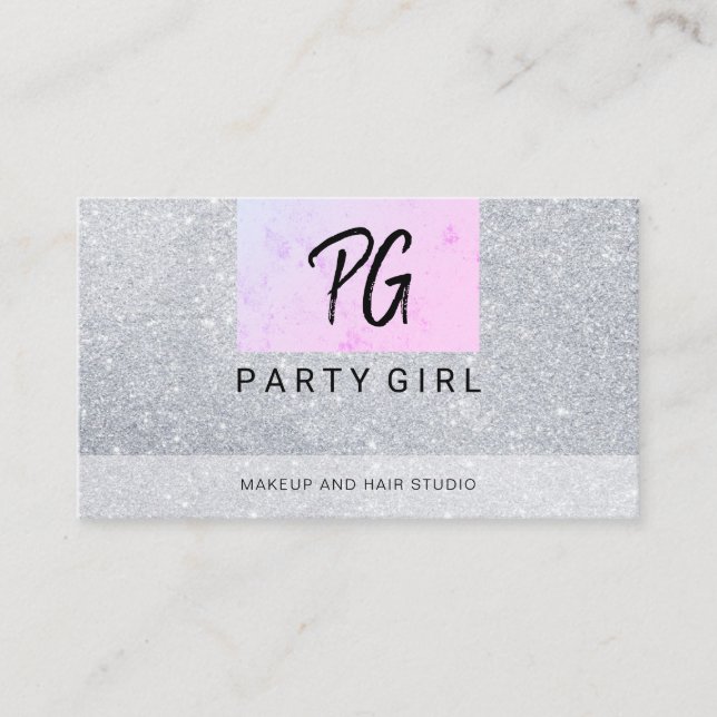 Makeup and Hair / Faux Glitter Business Card (Front)
