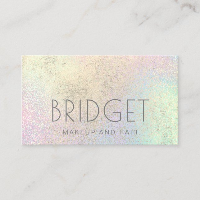 makeup and hair faux glitter on FAUX gold foil Business Card (Front)