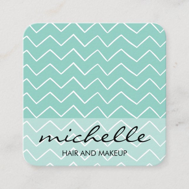 Makeup and Hair Stylish Chevron Pattern Square Business Card (Front)