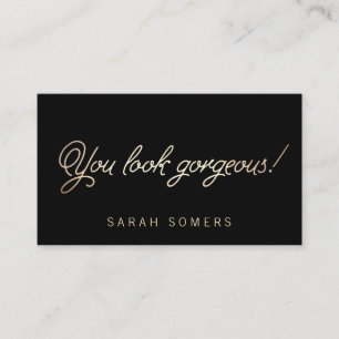 Makeup and Hair Stylist Gold Script Beauty Business Card