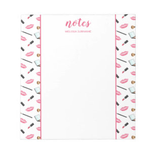 Makeup And Lips As Borders With Personalised Name Notepad