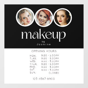 Makeup Artist 3 Photo Opening Hours Black White Window Cling