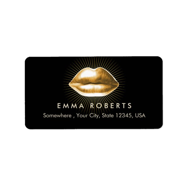 Makeup Artist 3D Gold Lips Modern Beauty Salon Label (Front)