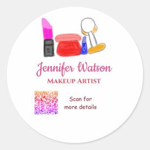 Makeup artist add name website email phone no addr classic round sticker