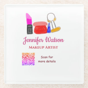 Makeup artist add name website email phone no addr glass coaster