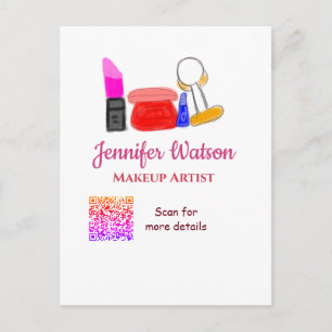 Makeup artist add name website email phone no addr postcard