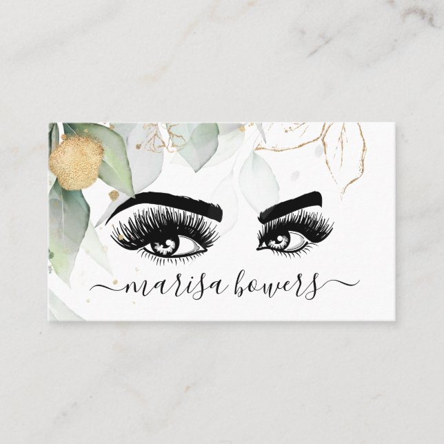 Makeup artist Beautiful Eye Beauty Greenery Floral Business Card (Front)