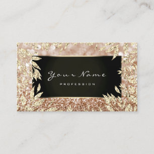 Makeup Artist Beauty Floral Frame Gold Glitter Business Card