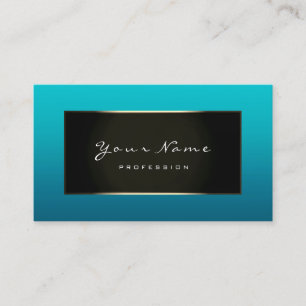 Makeup Artist Beauty Frame Blue Teal Ombre Business Card
